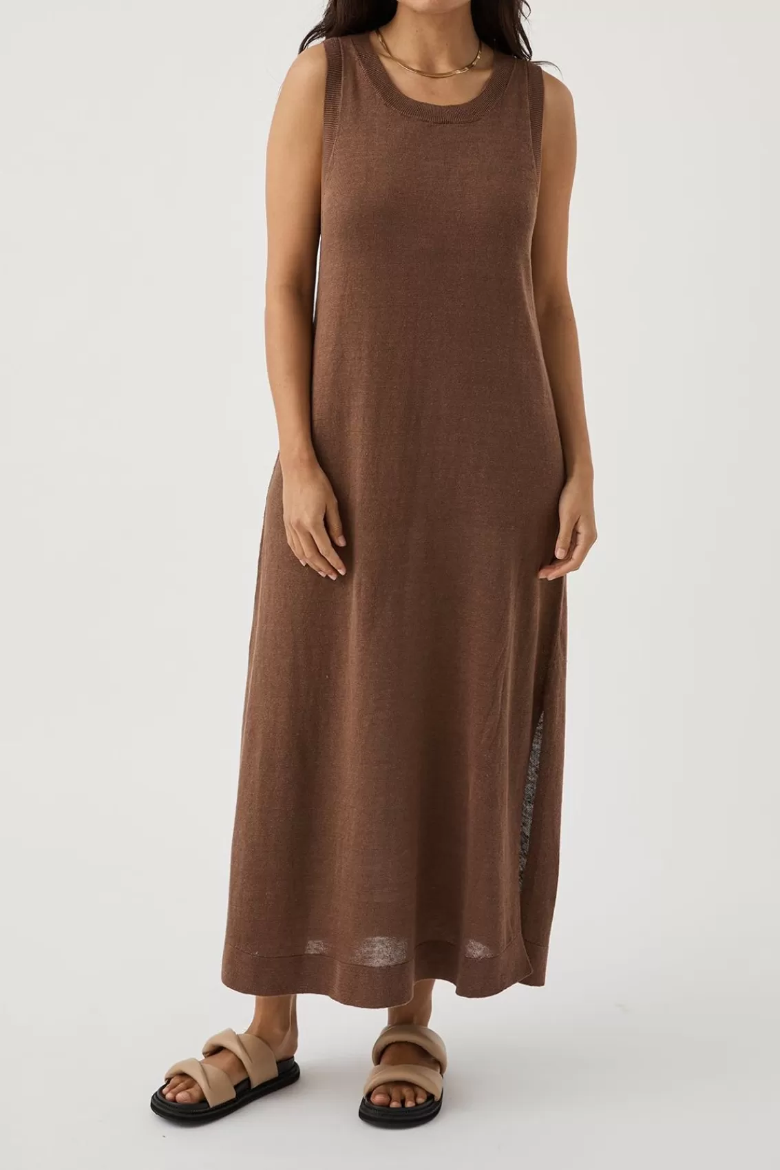 Women Arcaa Lightweight Knitwear>Brie Long Dress-Chocolate