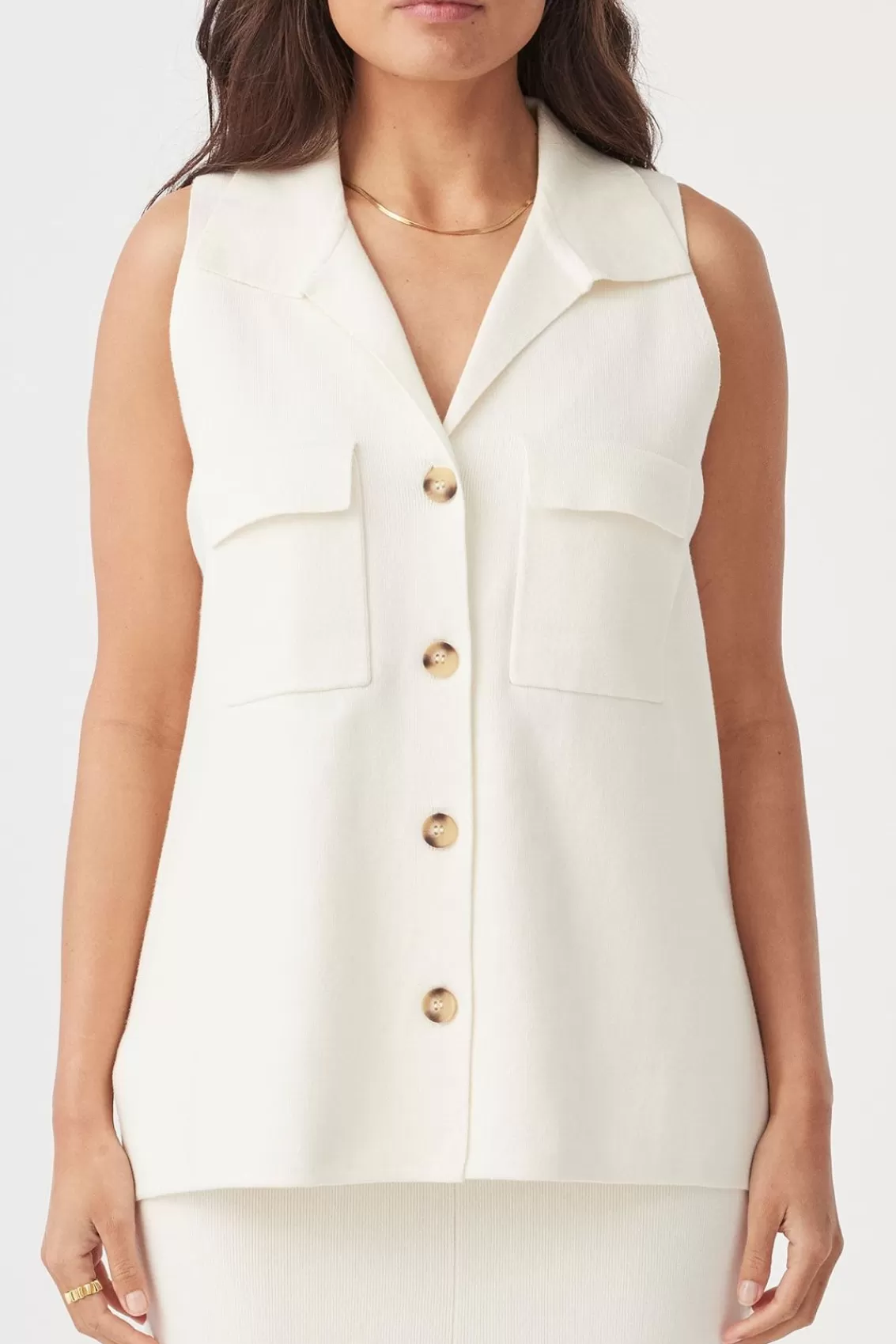 Women Arcaa Tops>Easton Sleeveless Shirt-Cream