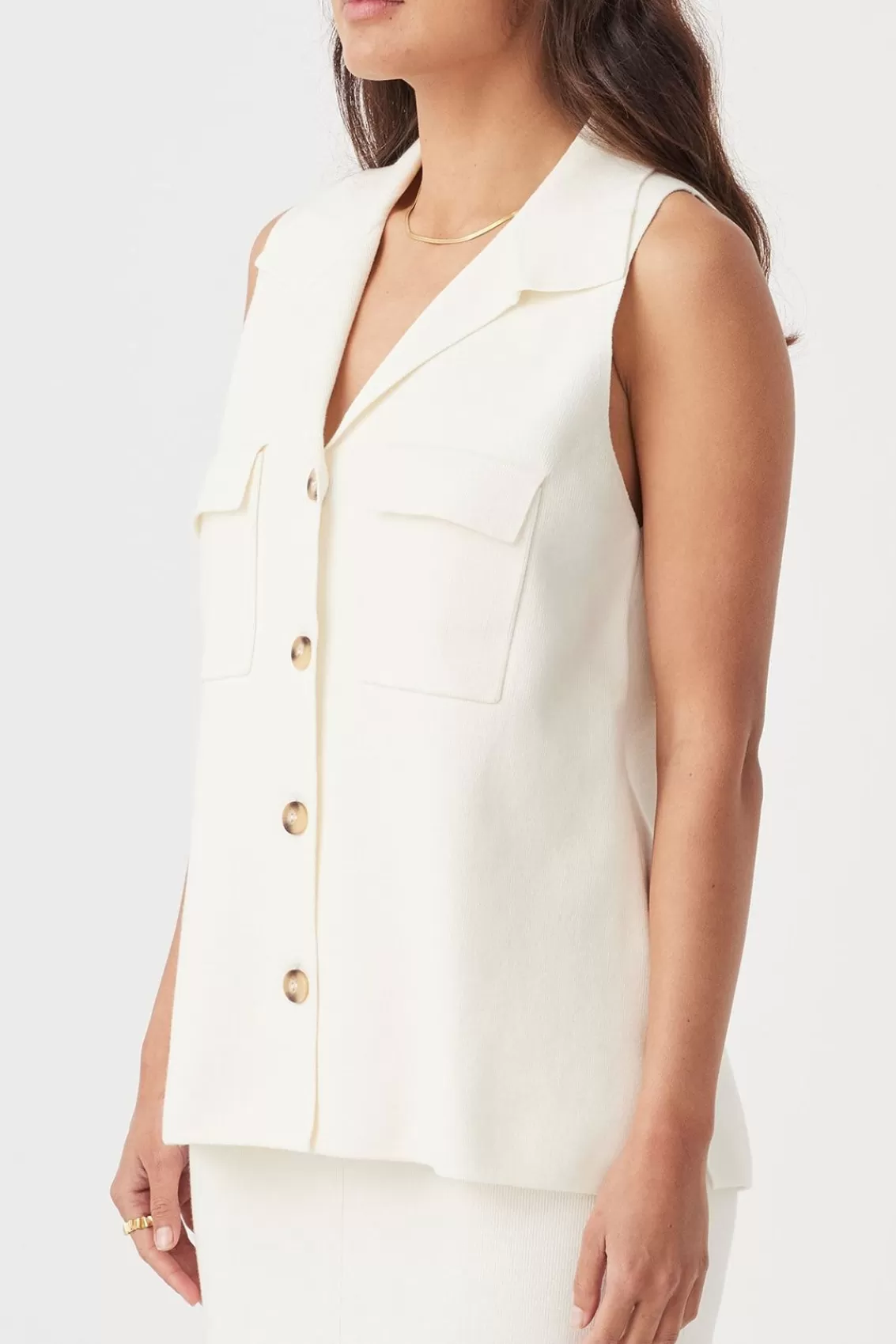 Women Arcaa Tops>Easton Sleeveless Shirt-Cream