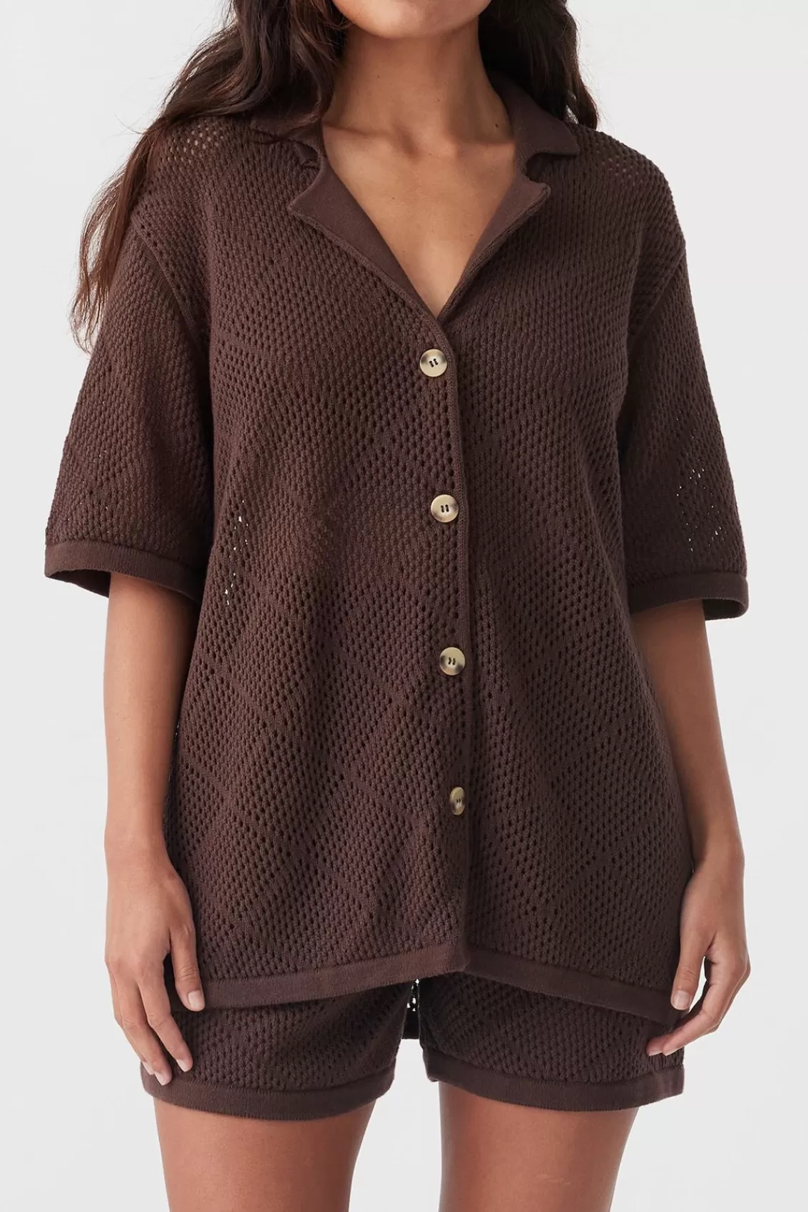 Women Arcaa Tops>Ezra Shirt-Chocolate