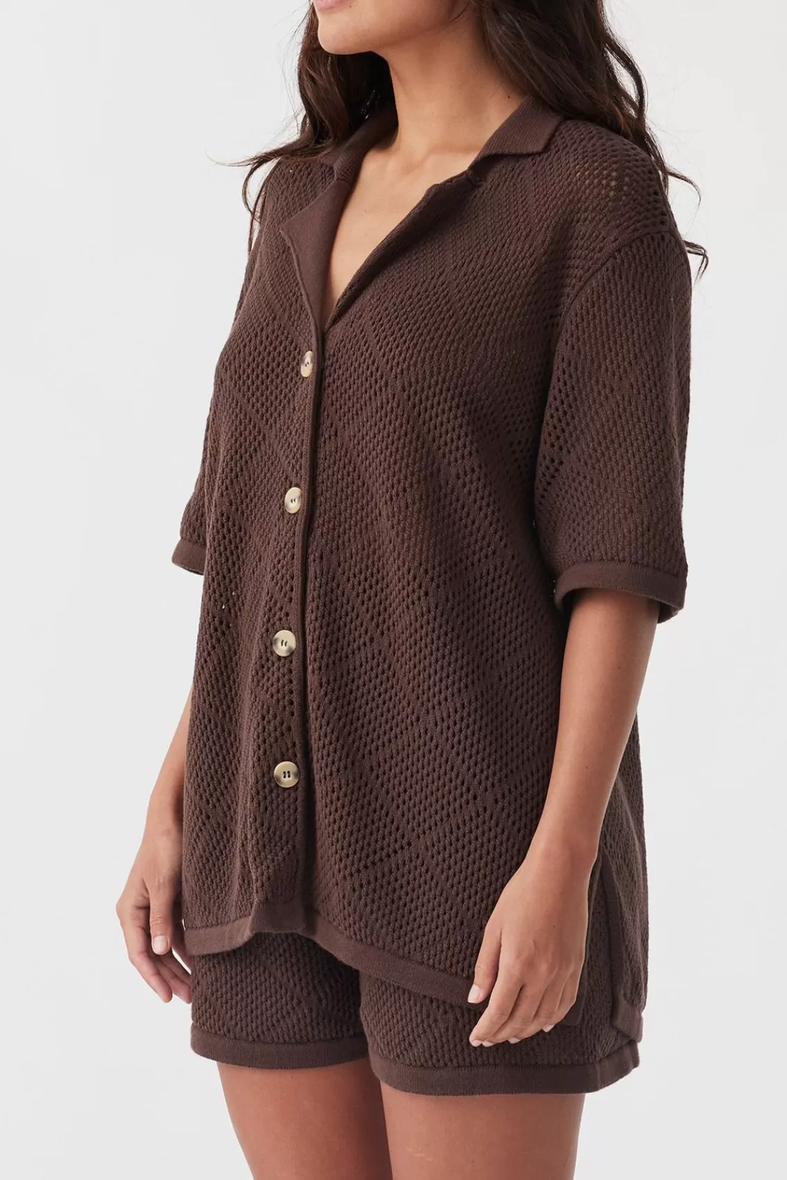 Women Arcaa Tops>Ezra Shirt-Chocolate