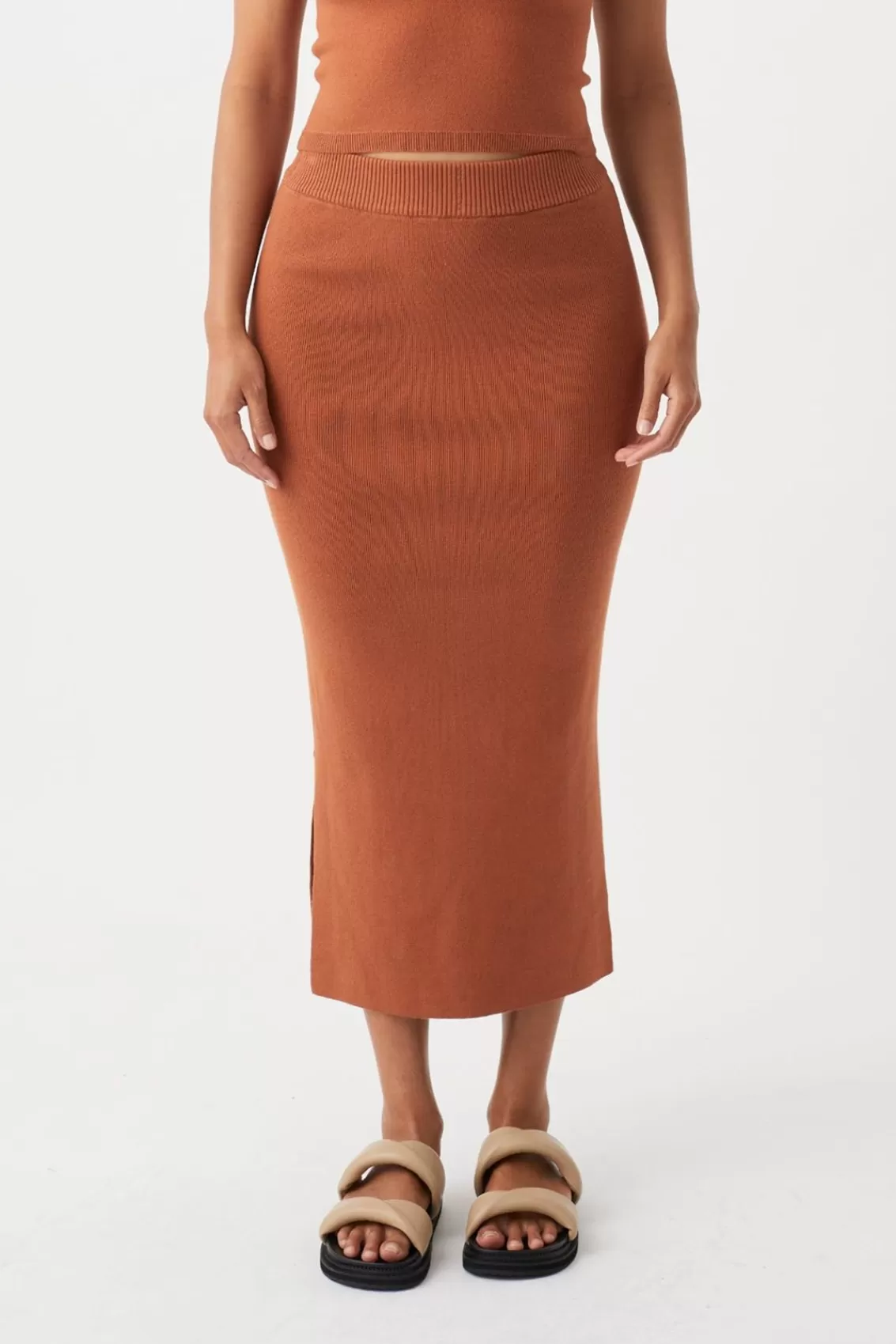 Women Arcaa Knitwear>Harper Organic Knit Skirt-Tobacco