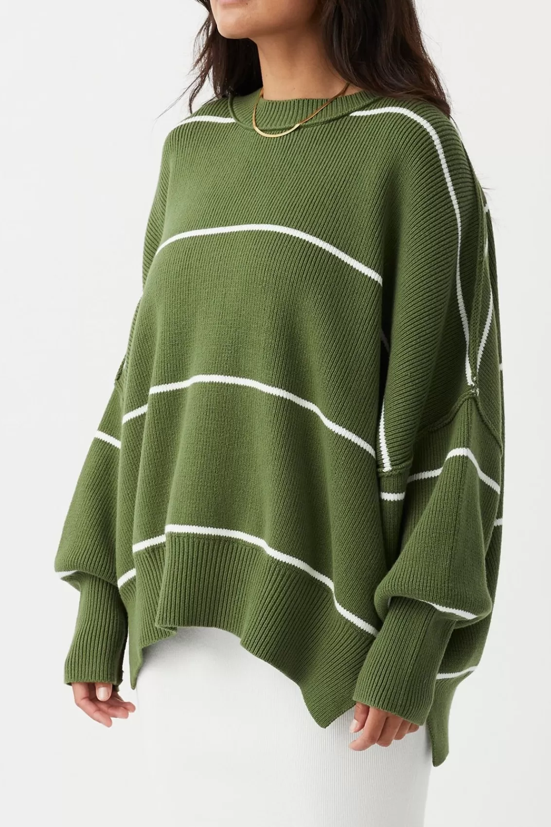 Women Arcaa Sweaters>Harper Stripe Organic Knit Sweater-Caper & Cream