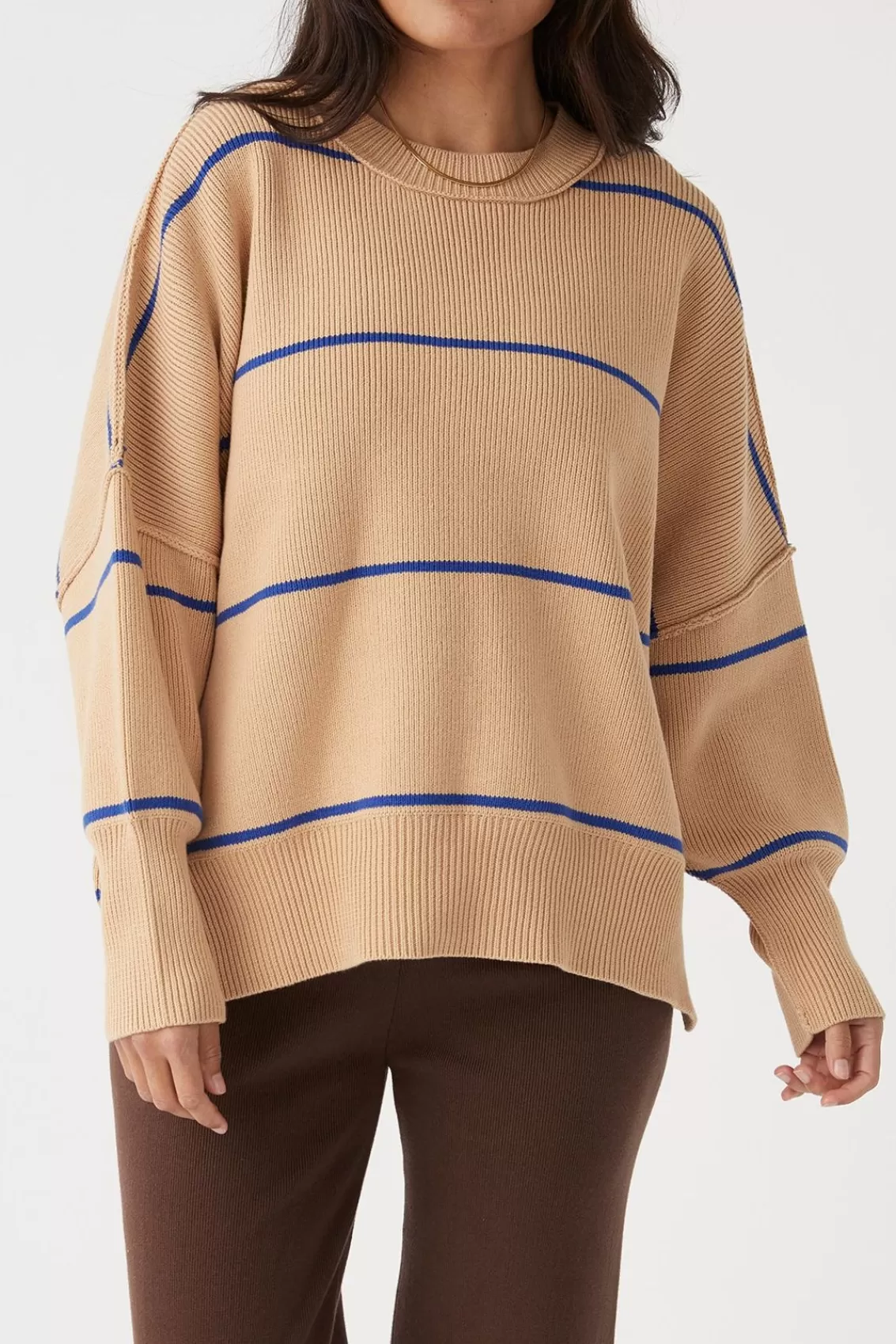 Women Arcaa Sweaters>Harper Stripe Organic Knit Sweater-Honey & Sapphire