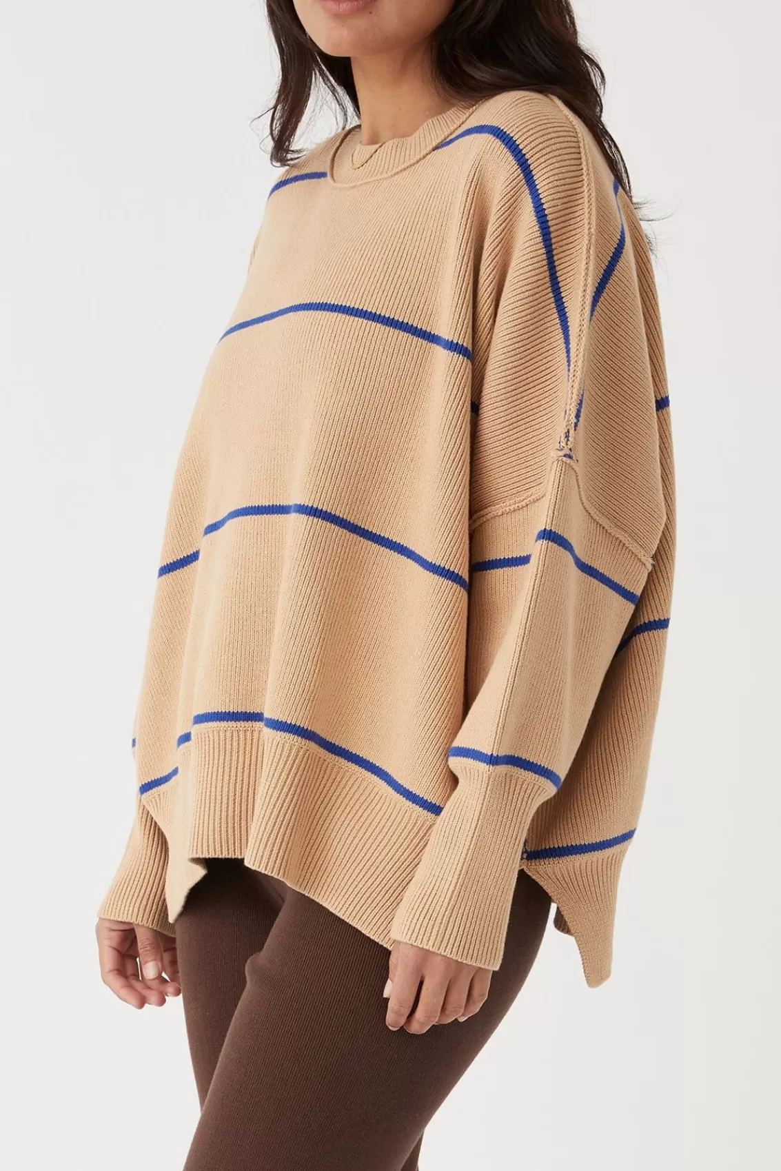 Women Arcaa Knitwear>Harper Stripe Organic Knit Sweater-Honey & Sapphire