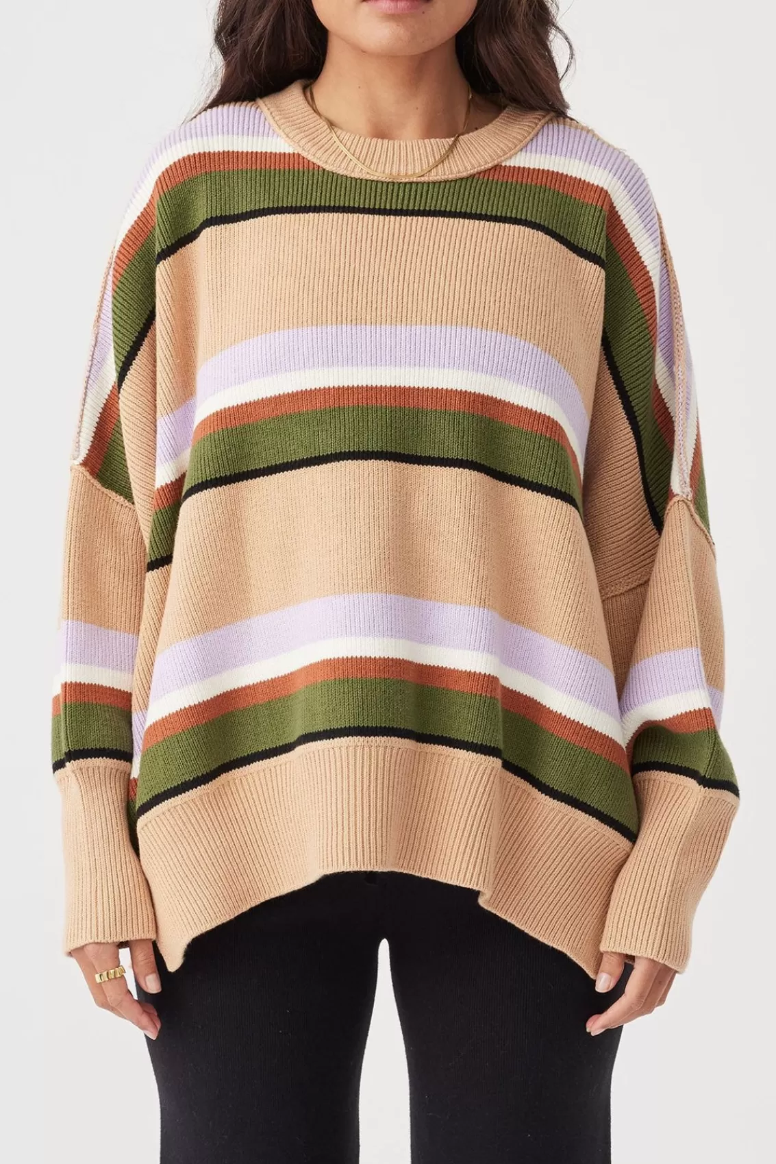 Women Arcaa Sweaters>Harper Stripe Sweater-Honey, Lilac & Cream