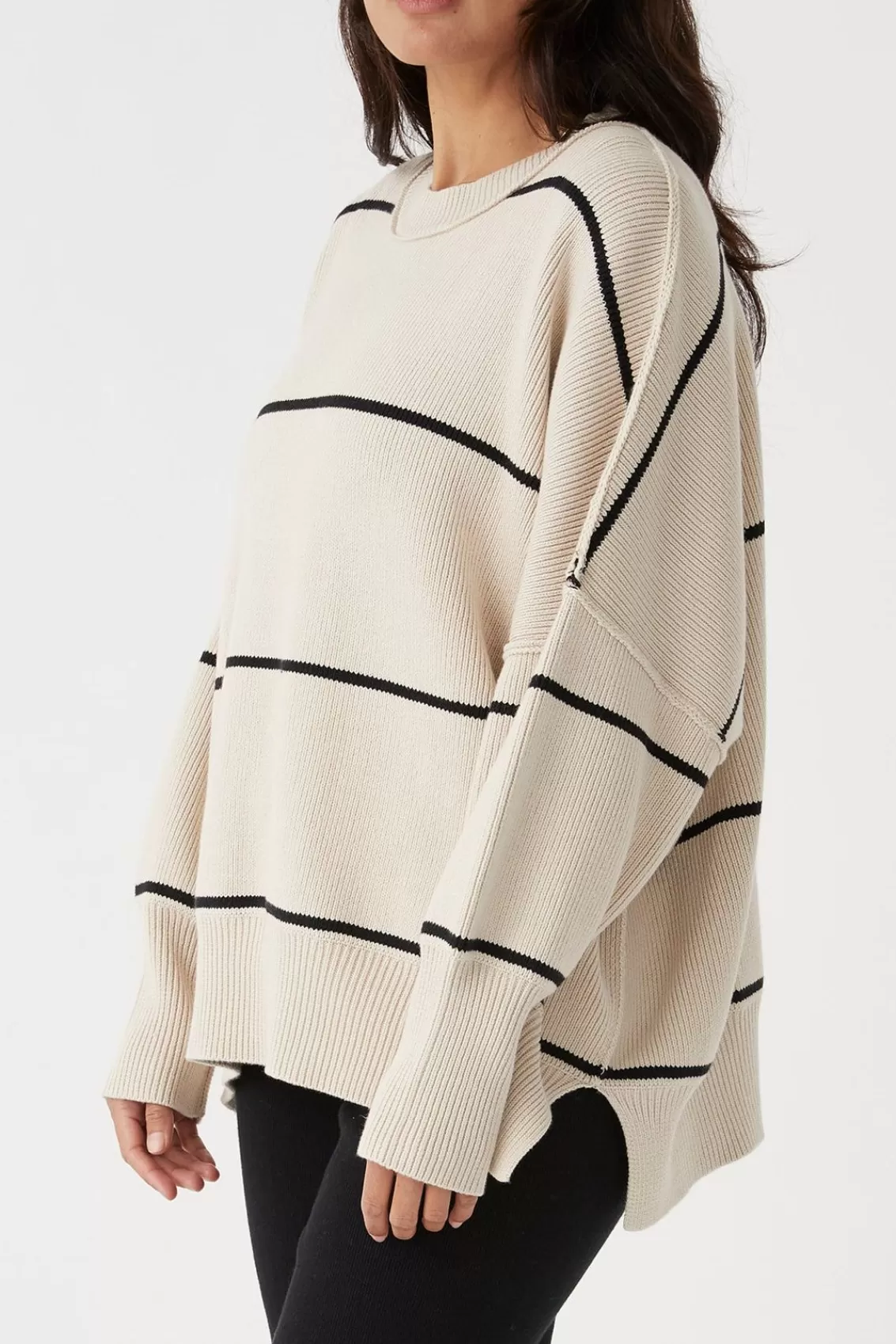 Women Arcaa Sweaters>Harper Stripe Sweater-Sand & Black