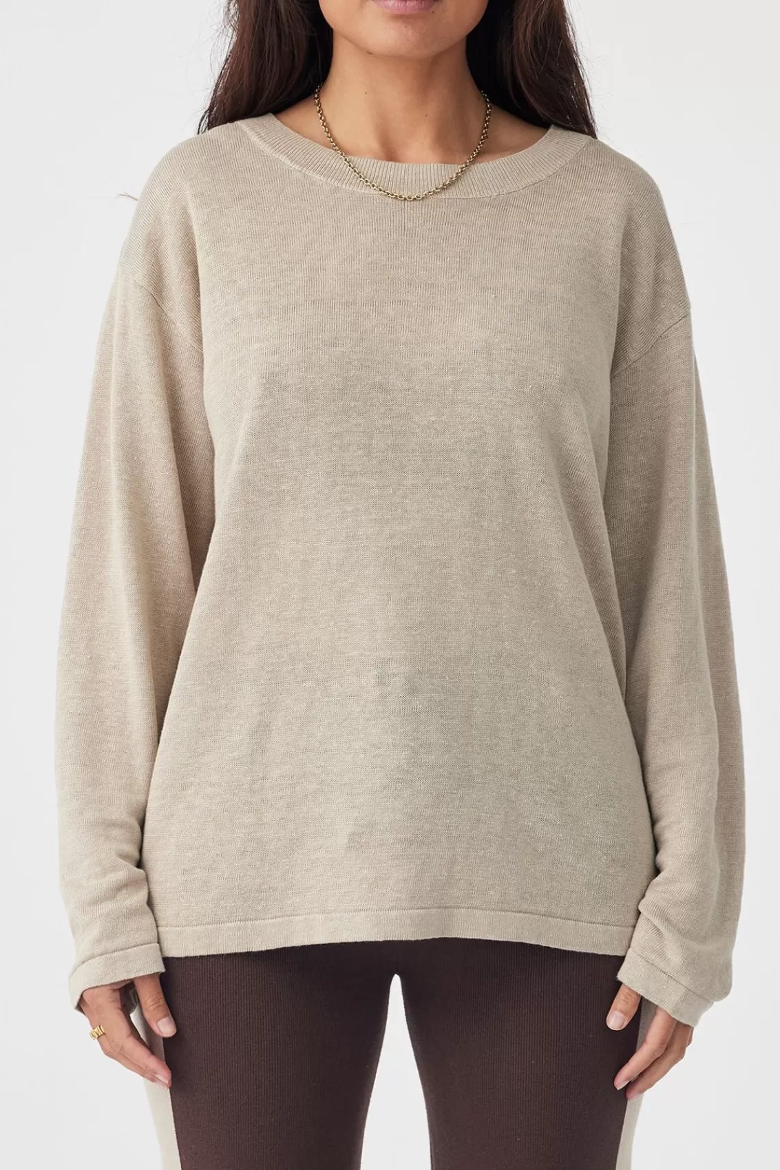 Women Arcaa Lightweight Knitwear>Hugo Long Sleeve Tshirt-Taupe