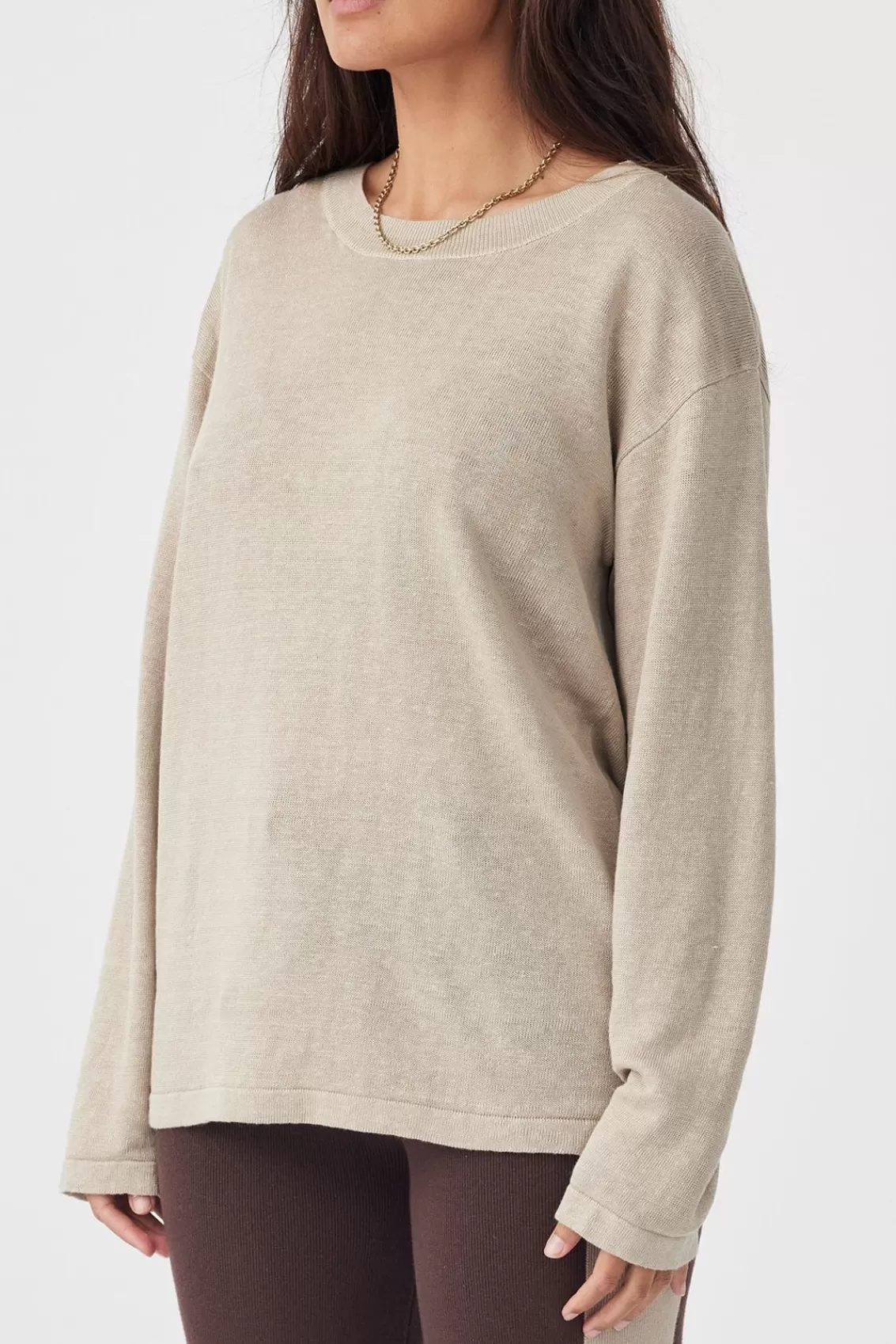 Women Arcaa Lightweight Knitwear>Hugo Long Sleeve Tshirt-Taupe