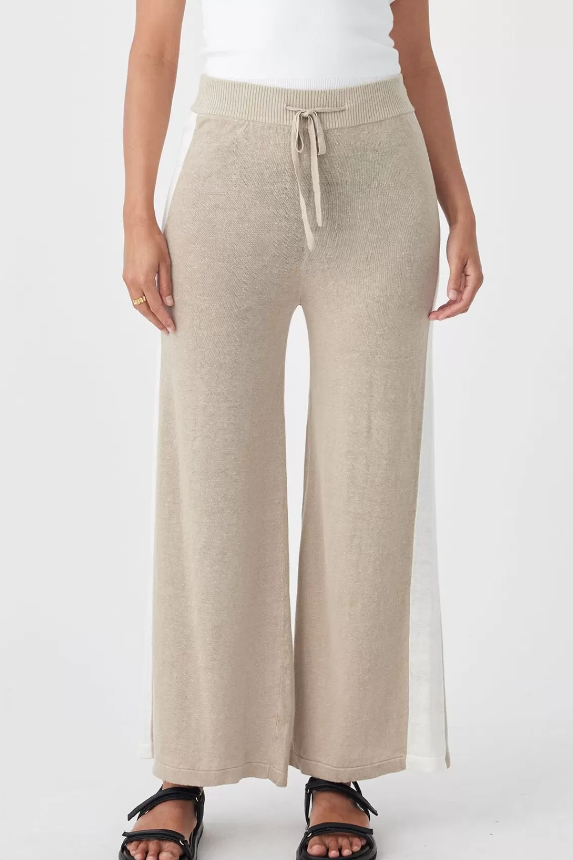 Women Arcaa Bottoms>Larri Pant-Taupe & Cream