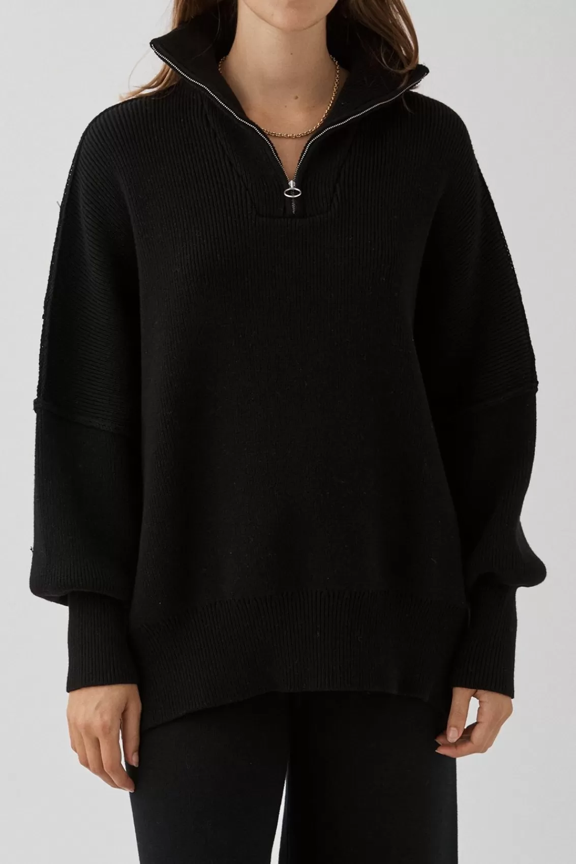 Women Arcaa Sweaters>London Zip Sweater-Black