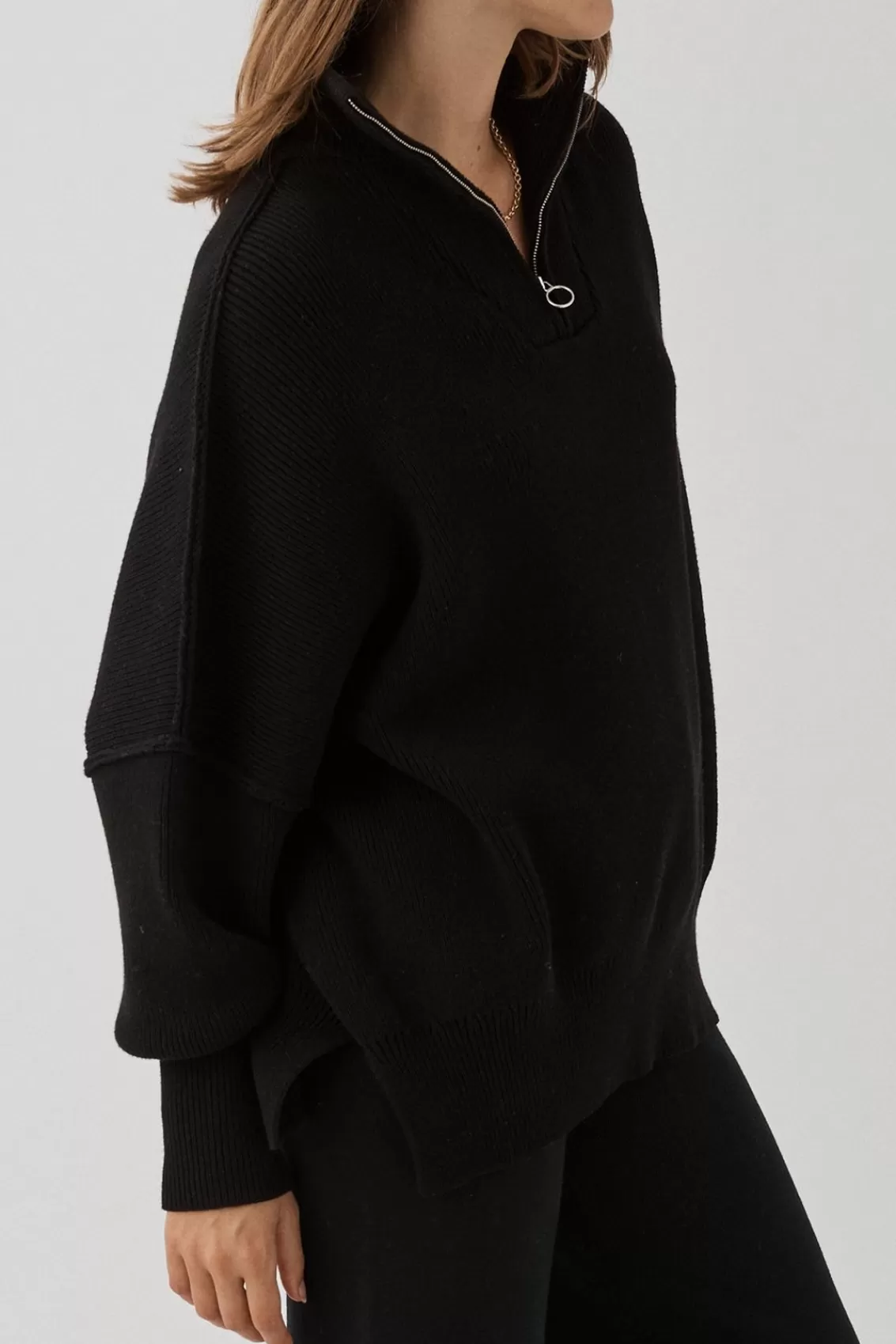 Women Arcaa Sweaters>London Zip Sweater-Black