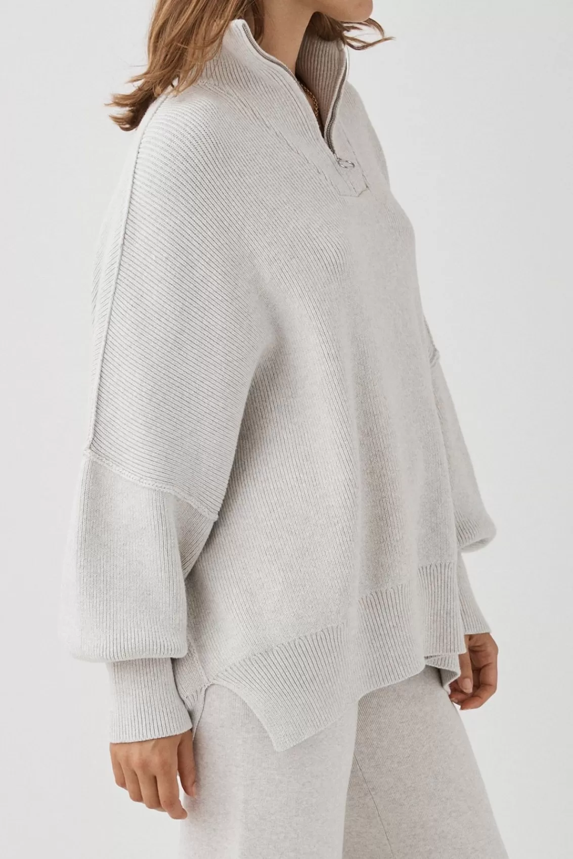 Women Arcaa Sweaters>London Zip Sweater-Grey Marle