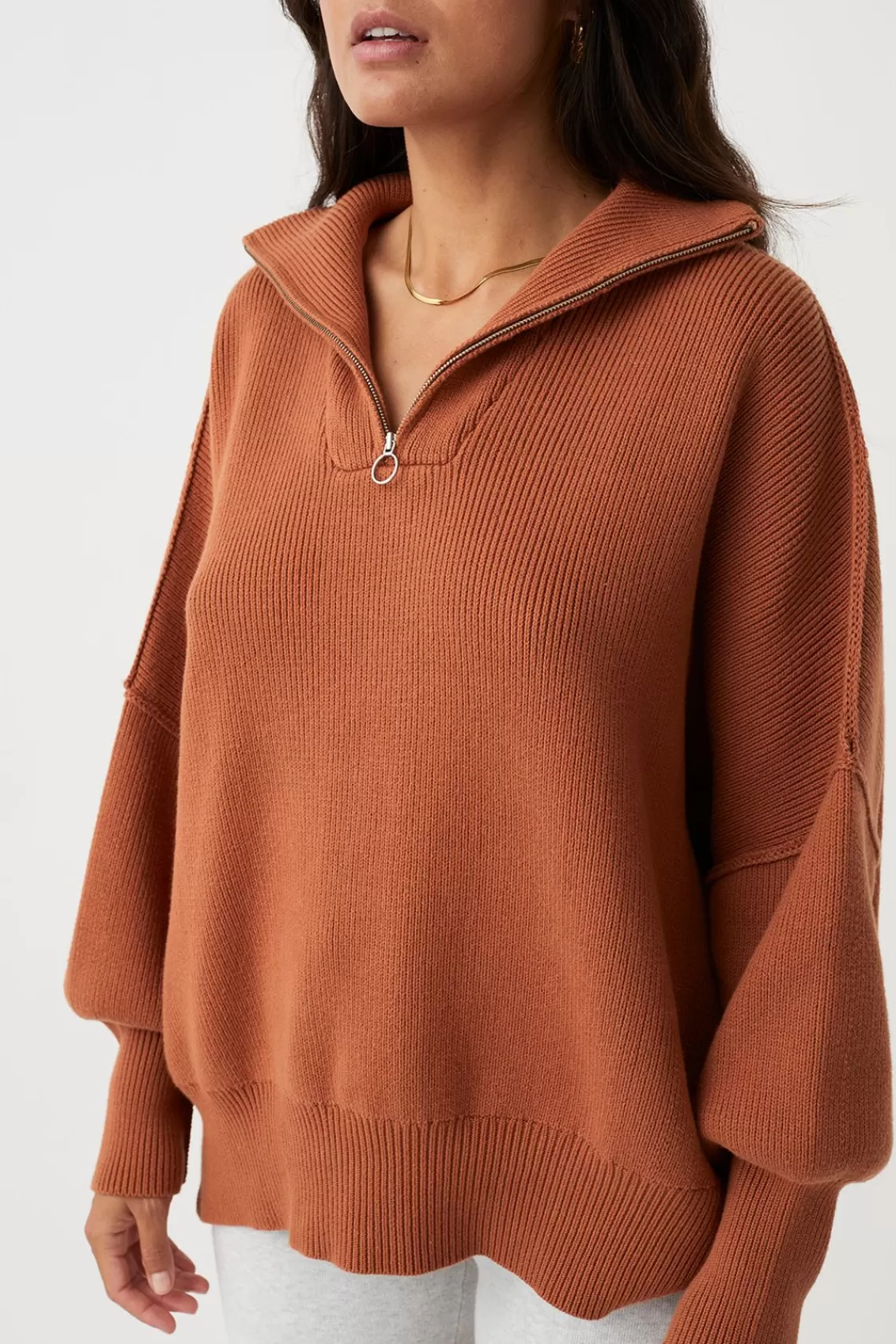 Women Arcaa Sweaters>London Zip Sweater-Tobacco