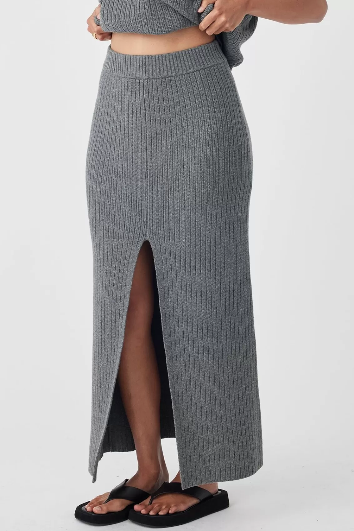 Women Arcaa Knitwear>Maya Skirt-Dark Grey Marle