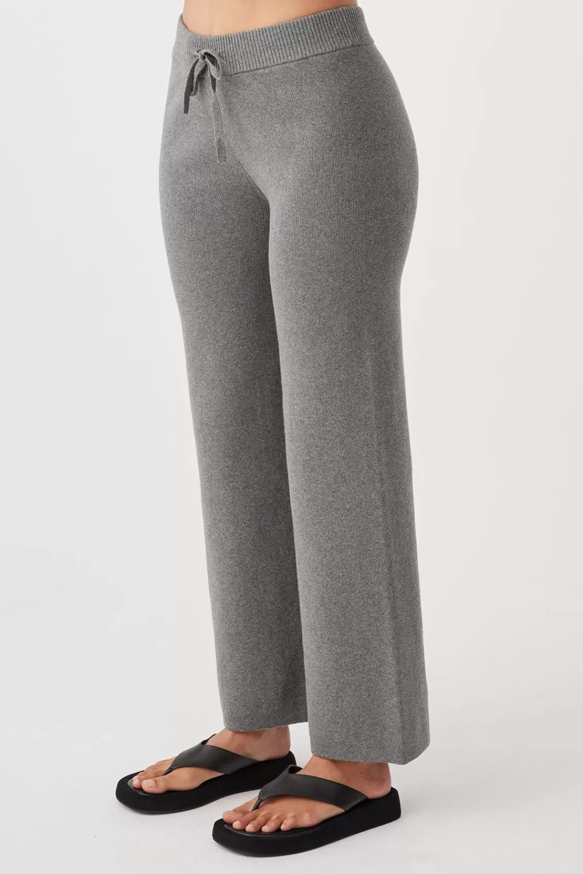 Women Arcaa Bottoms>Noa Organic Knit Pant-Dark Grey Marle