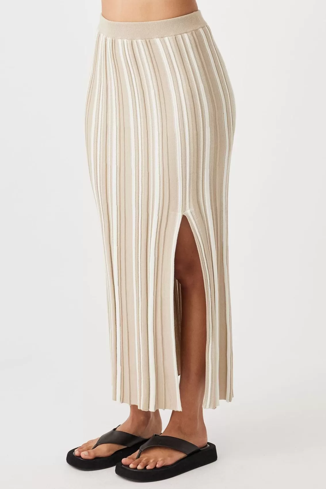 Women Arcaa Knitwear>Odessa Skirt-Taupe & Cream