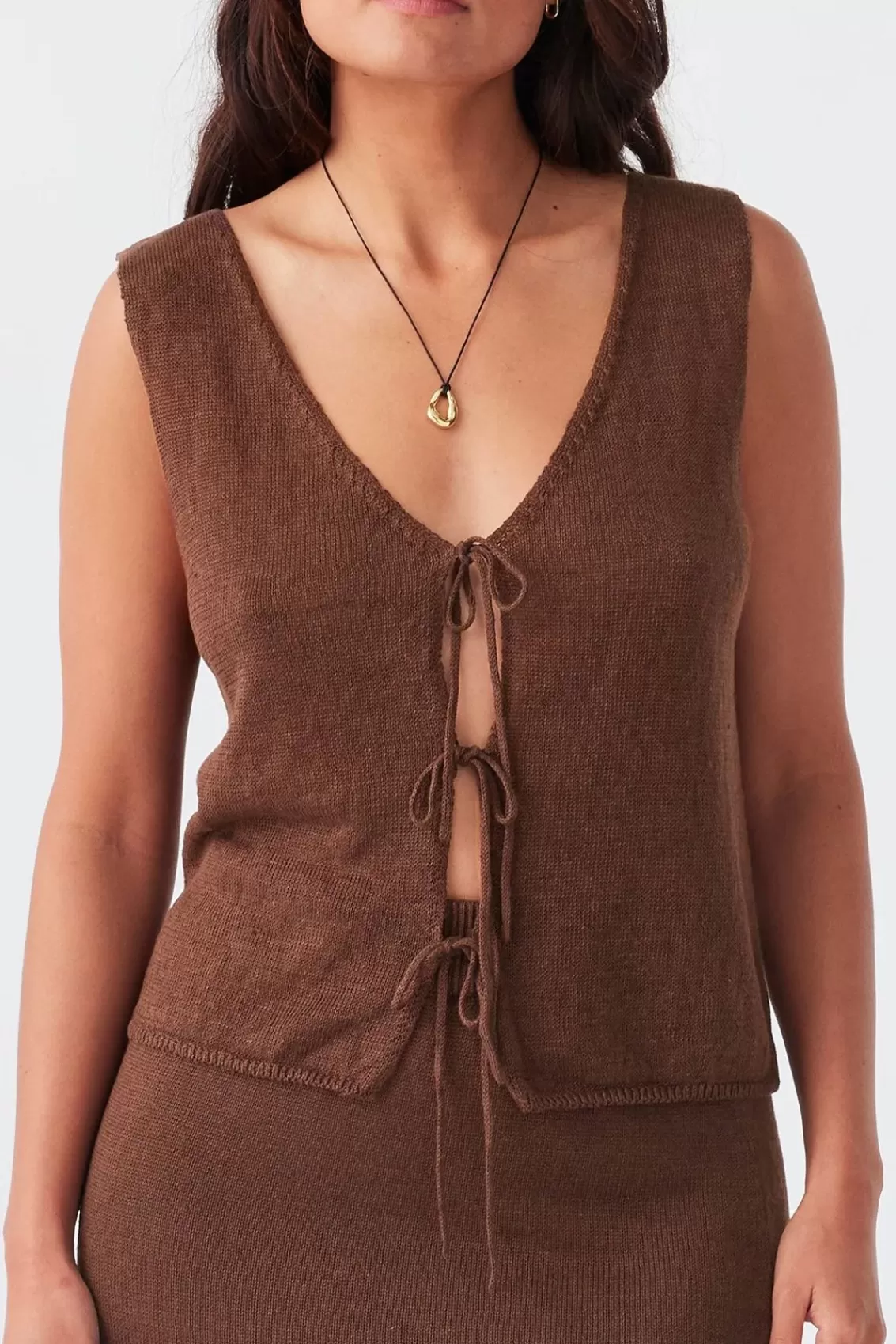 Women Arcaa Lightweight Knitwear>Pearla Vest-Chocolate