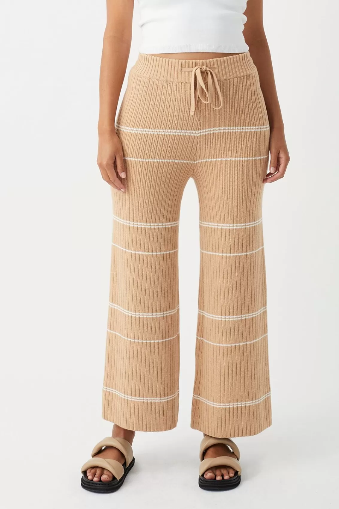 Women Arcaa Bottoms>Vera Organic Knit Pants-Honey Stripe