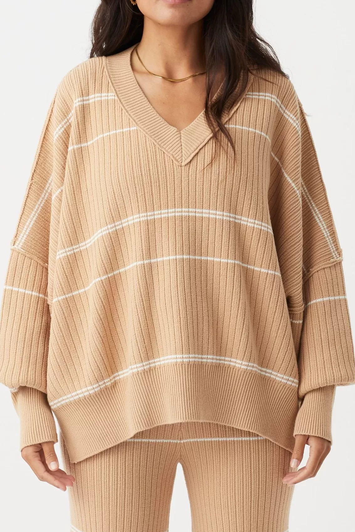 Women Arcaa Sweaters>Vera Organic Knit Sweater-Honey Stripe