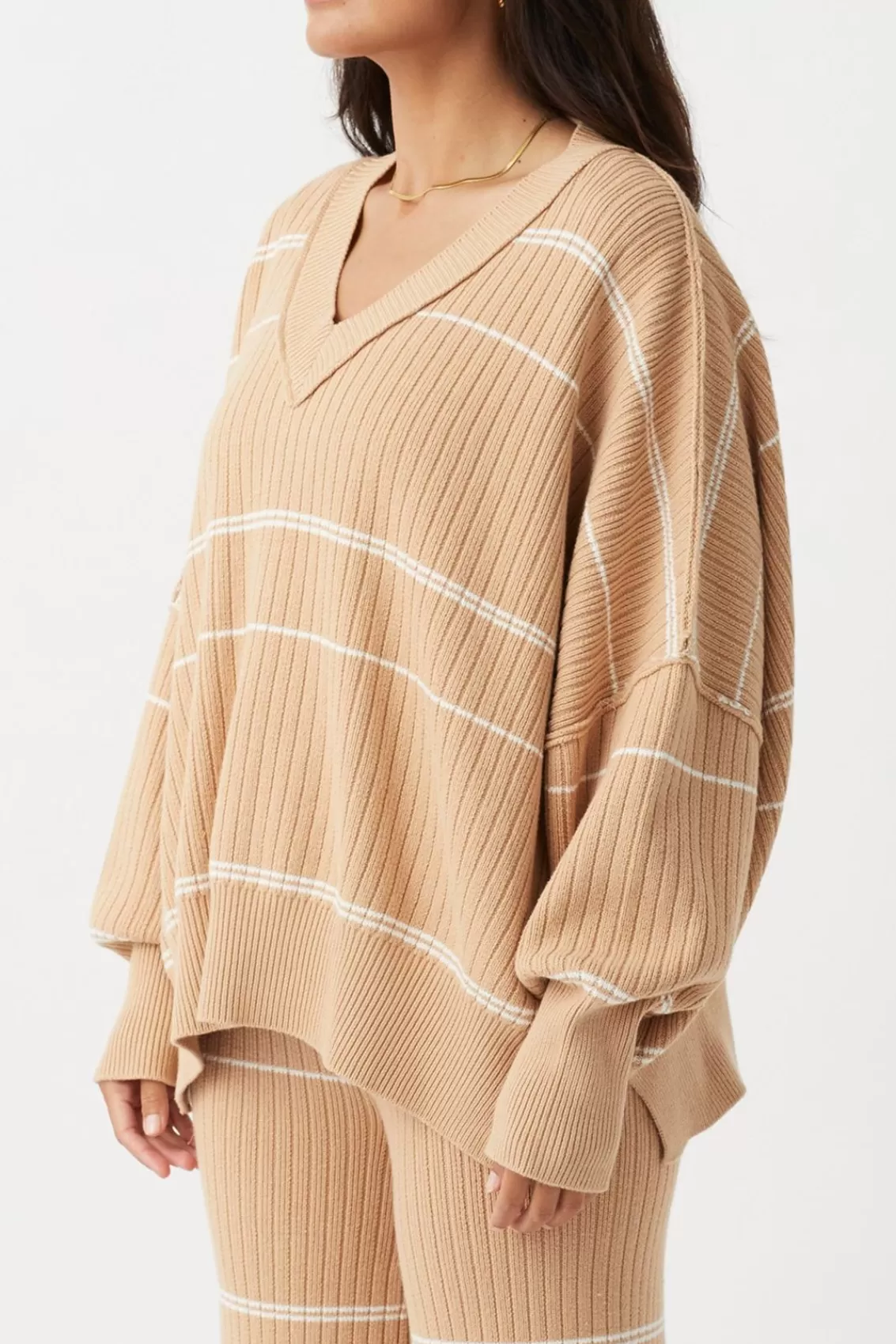 Women Arcaa Sweaters>Vera Organic Knit Sweater-Honey Stripe