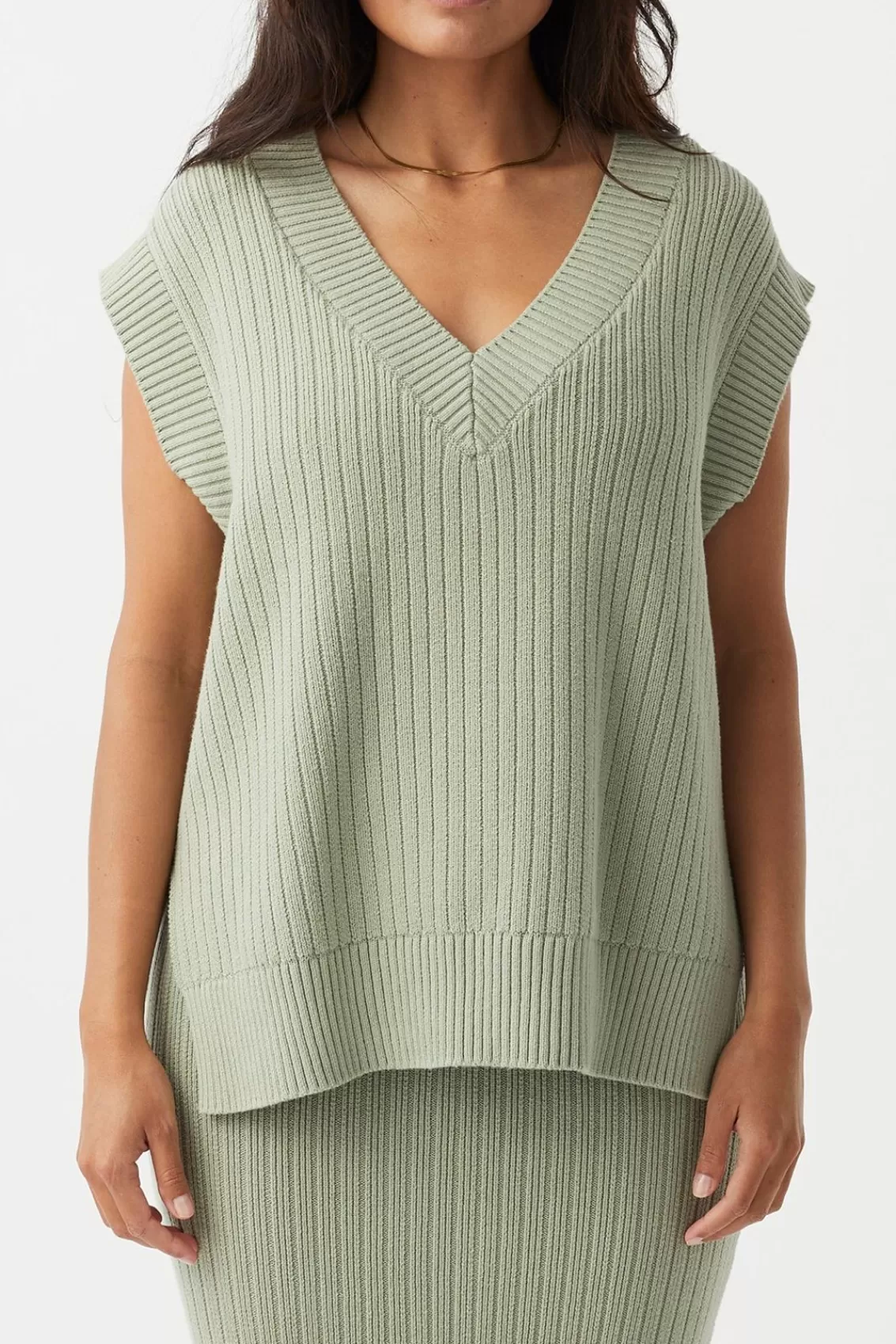 Women Arcaa Tops>Vera Organic Knit Vest-Sage