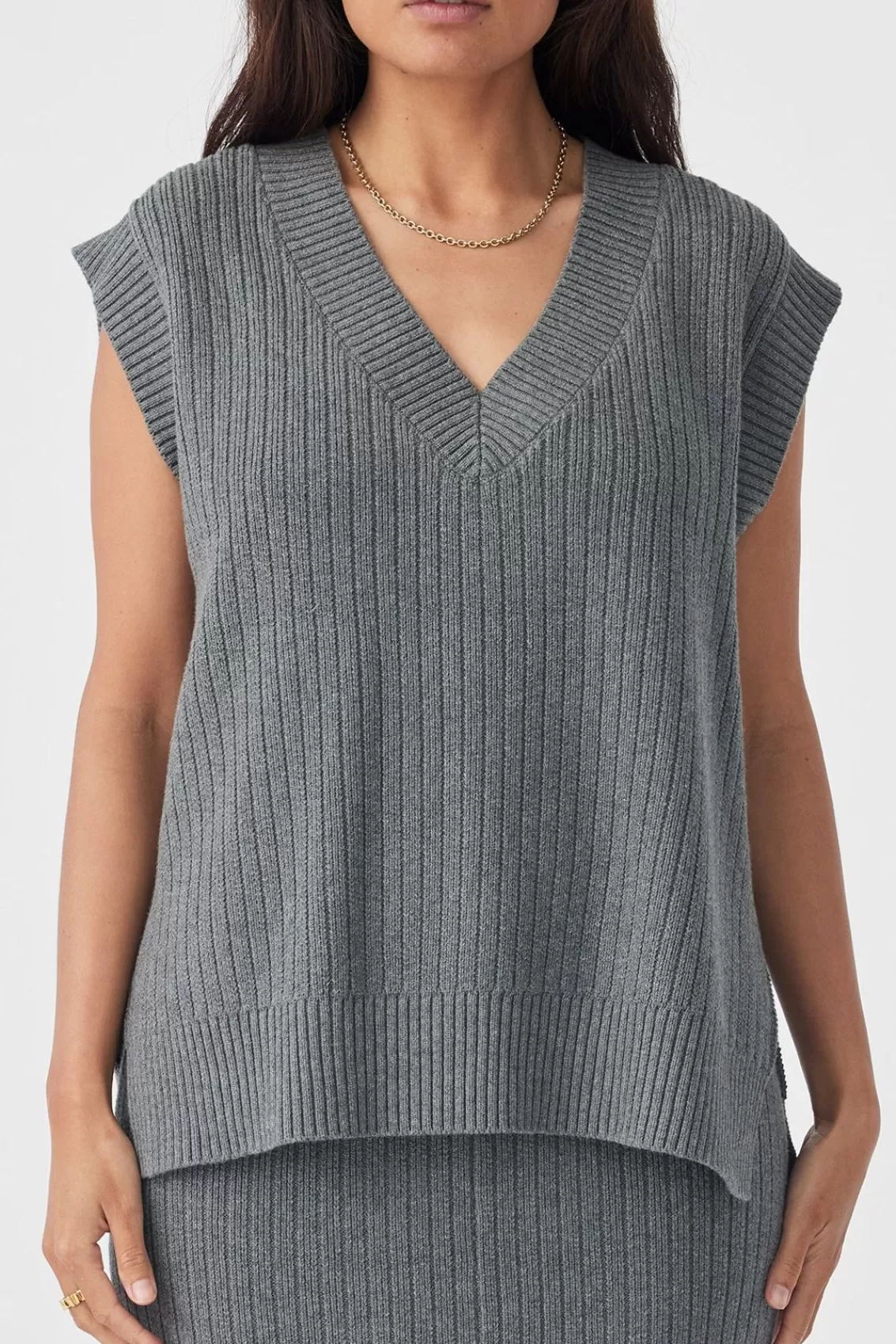 Women Arcaa Sweaters>Vera Vest-Dark Grey Marle